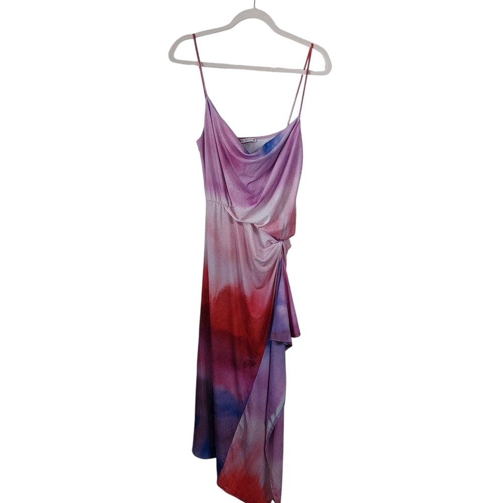 Zara Multicolor Draped Midi Dress